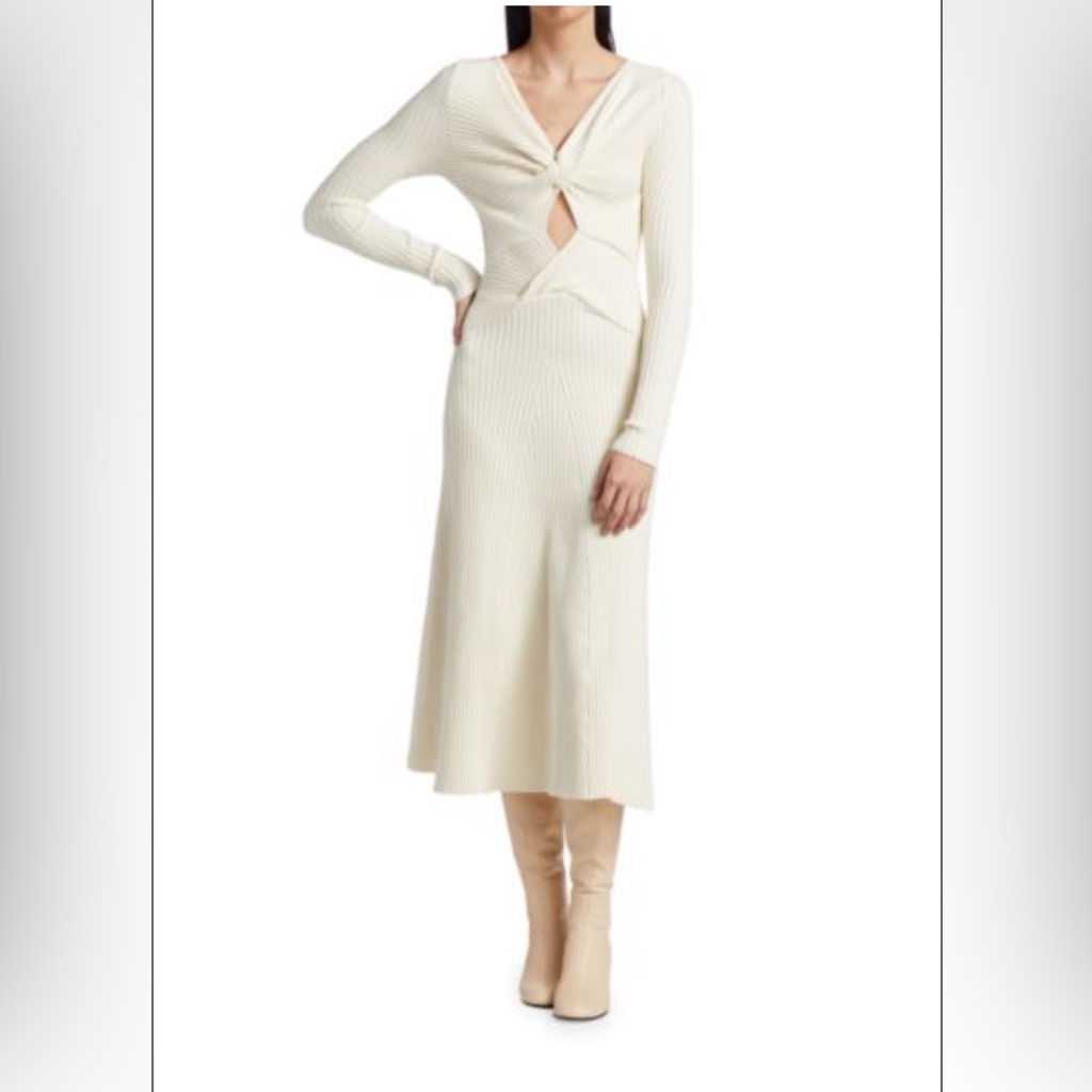 Long Sleeve Cut Out Knit Dress By Anna Quan